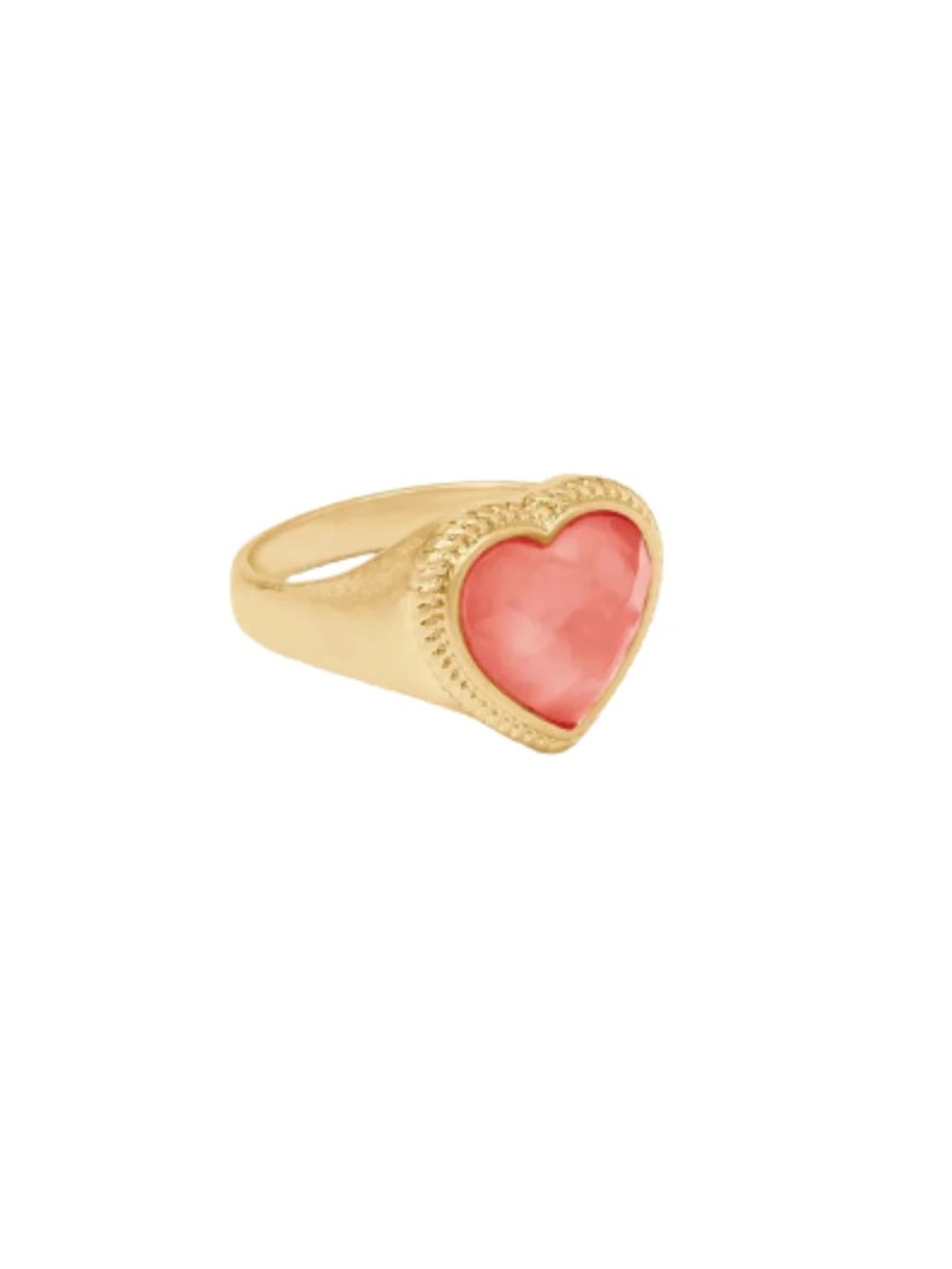 Julie Vos Gold Heart Signet Ring with Blush Pink Gem - Women Jewelry - Picture 3 of 3